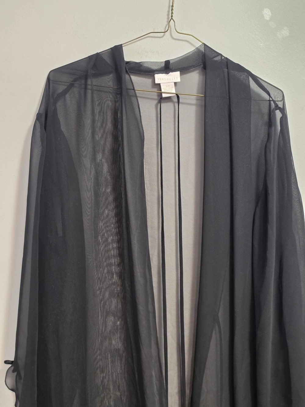 Versailles Sheer Black Long Robe Cover-Up - Picture 2 of 9